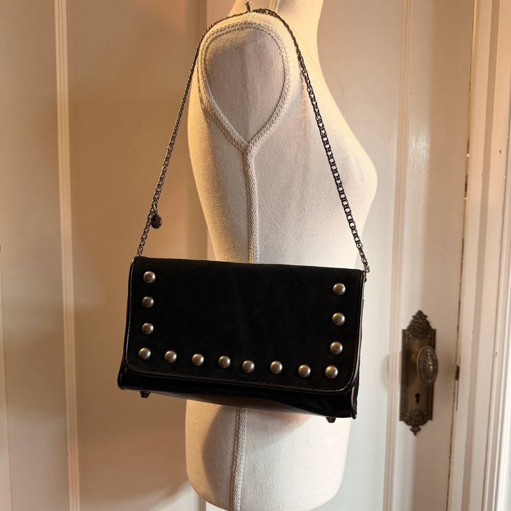 Isaac Mizrahi X Target‎ Black Suede Studded Chain Strap Handbag